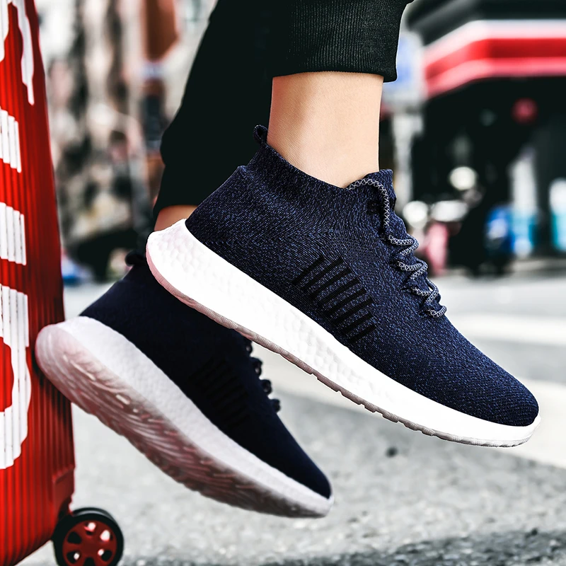 Men Sneakers Mesh Walking Shoes Comfortable Outdoor Leisure Lace-up Jogging Footwear Zapatos Deportivos