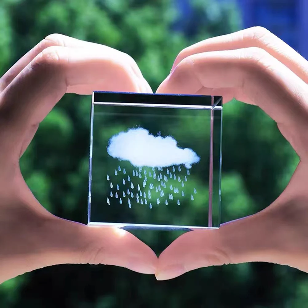 

Transparent Crystal Cube Desktop Decoration 4cm Glass Cube Ornaments Raindrop Heart Shape Moon Crafts Bedroom Garden Decoration