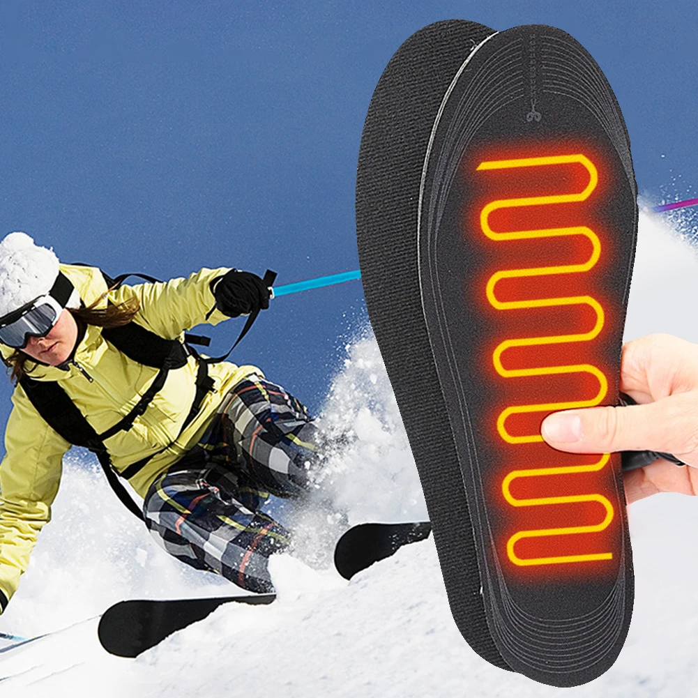 USB Heated Shoe Insoles Electric Shoes Pad Cuttable Foot Warming Washable Rechargeable Warmer for Skiing Hiking