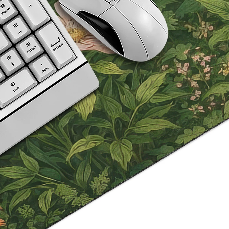 Фото Коврик для мыши Green Leafy Flowers Gamer XL, новый, большой, HD, для дома, XXL, мягкий, нескользящий, настольный коврик для мыши №2