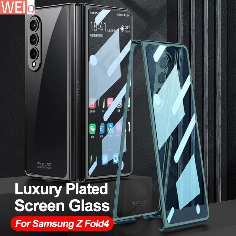 

Чехол для Galaxy Z Fold4, гальванизированный прозрачный стеклянный жесткий чехол для Samsung Galaxy Z Fold 4, защитный чехол ZFOLD4