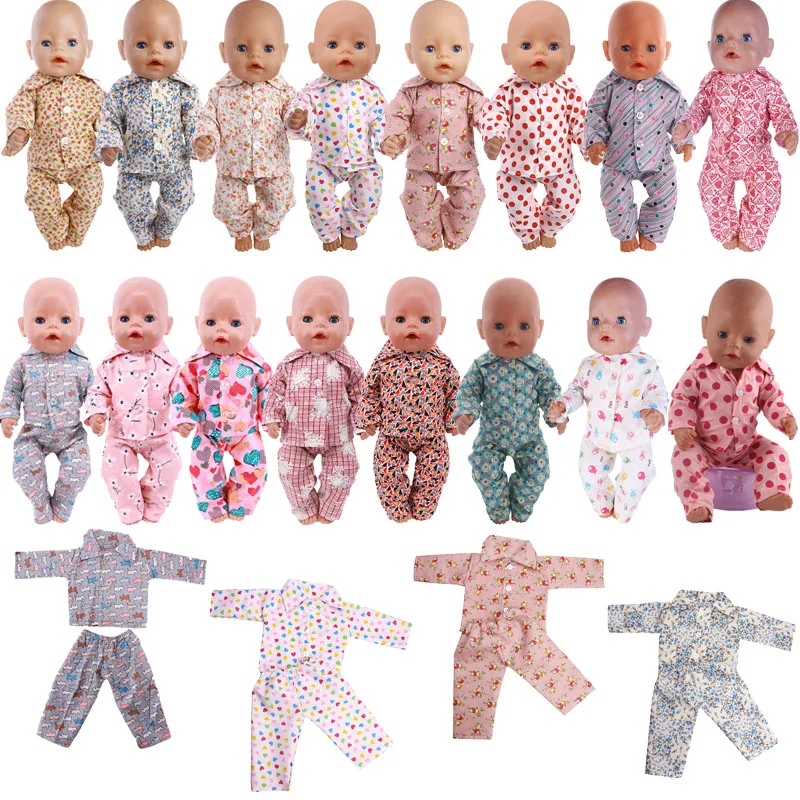 

16 Style Cartoon Pajamas Nightgowns Suit For 43cm Born Baby Doll Clothes17 Inch Reborn Doll Accessories,Christmas Girl Gift