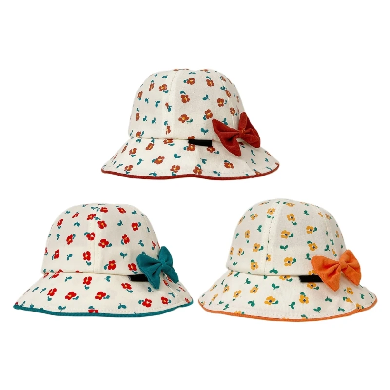 

Панама с защитой от ветра и цветочным принтом для девочек