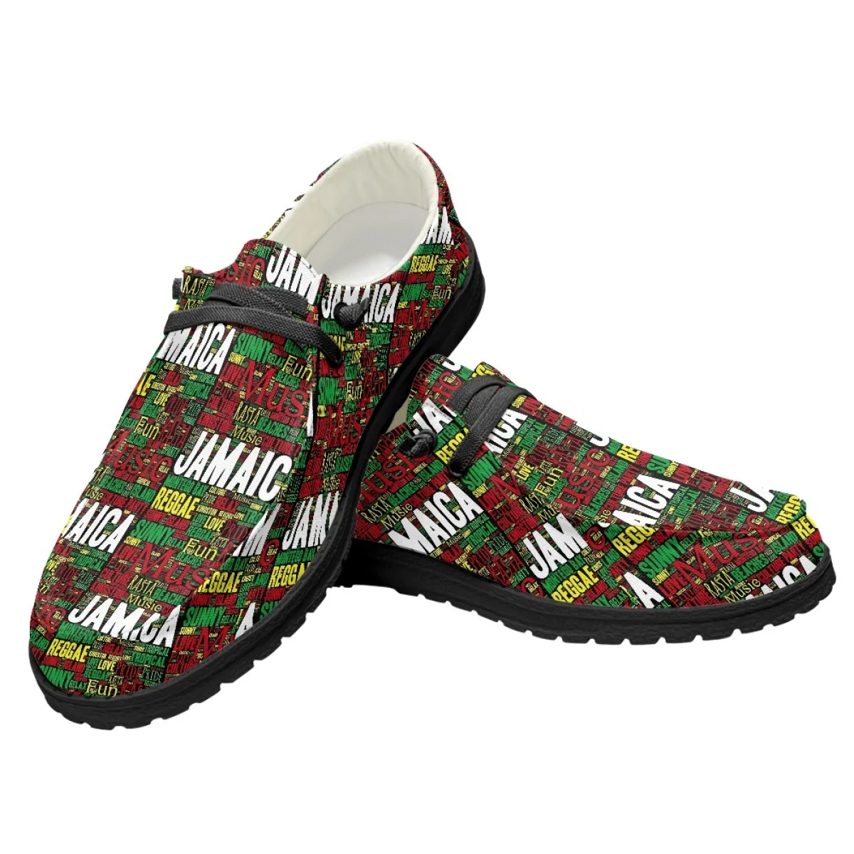 INSTANTARTS Jamacia Flag Design Slip-on Flats for Men Outdoor Lightweight Sneakers Unisex Casual Sneakers Comfortable Walk Shoes