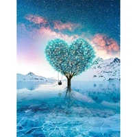 5d diy diamond painting winter landscape trees love full drill by number kits craft decor by skryuie diy craft arts