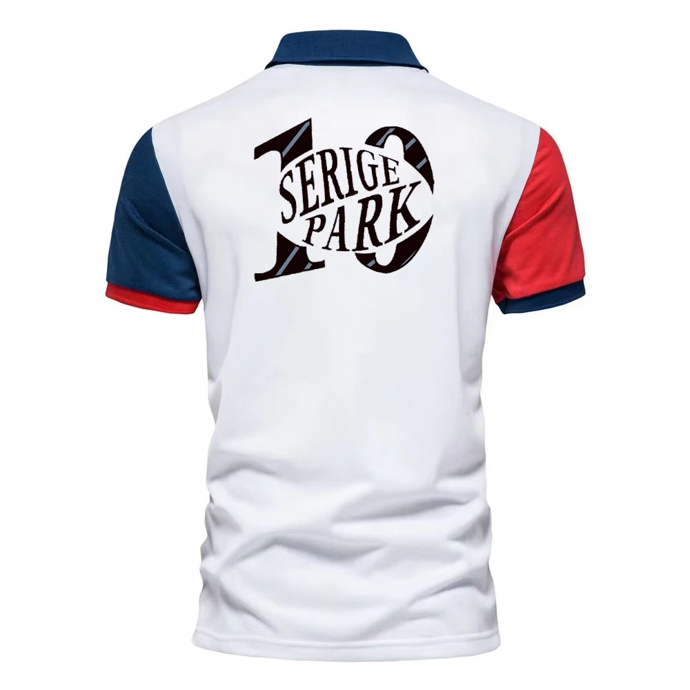 Мужская хлопковая рубашка-поло с коротким рукавом карманами |