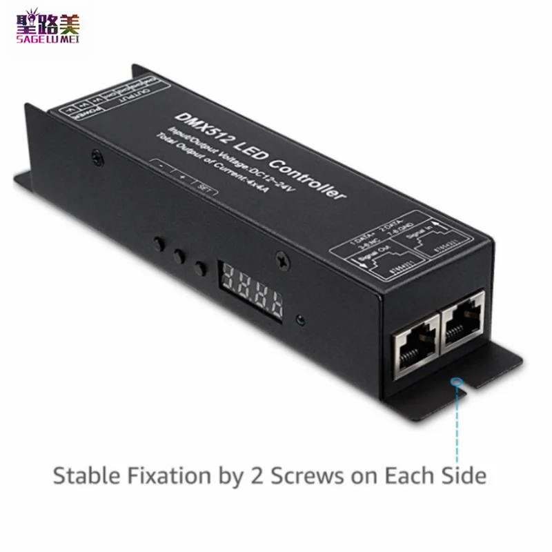 

DC12V-24V 4-канальный декодер DMX512, 4-канальный контроллер DMX RGBW 4A/CH 192W-384W для светодиодной ленты