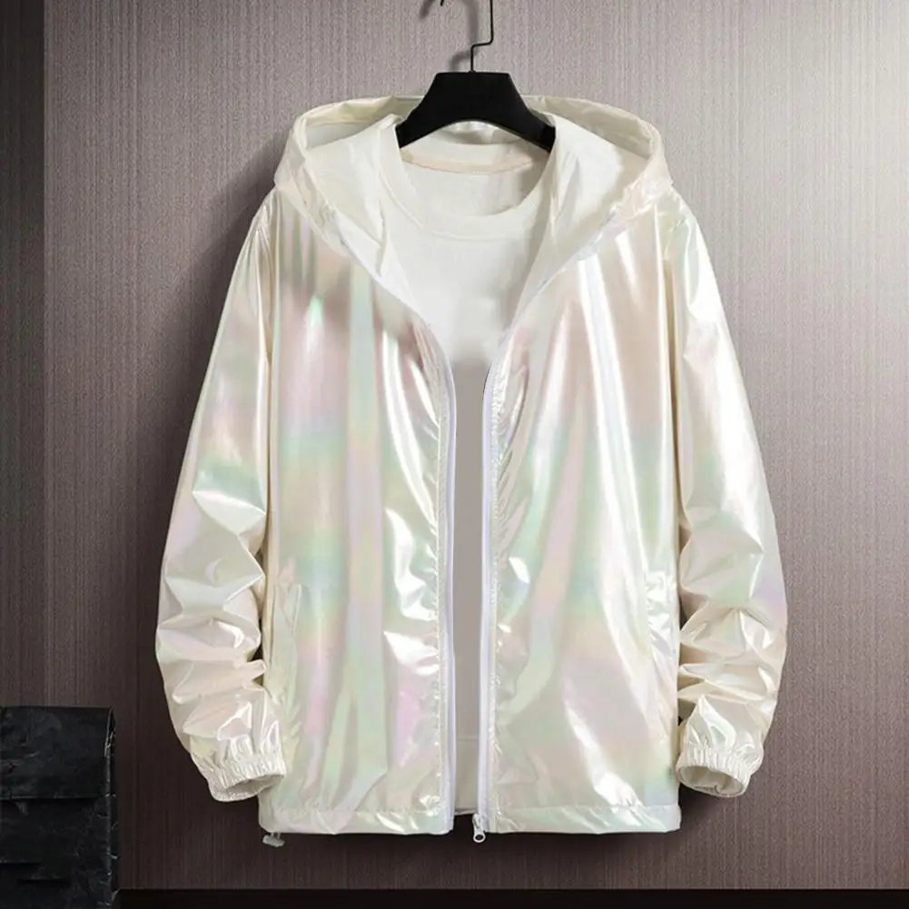 

2023 Spring Summer Jacket Women Colorful Shiny Sunscreen Clothing Couples Color Thin Waterproof Coats Trend Large Size S-7XL
