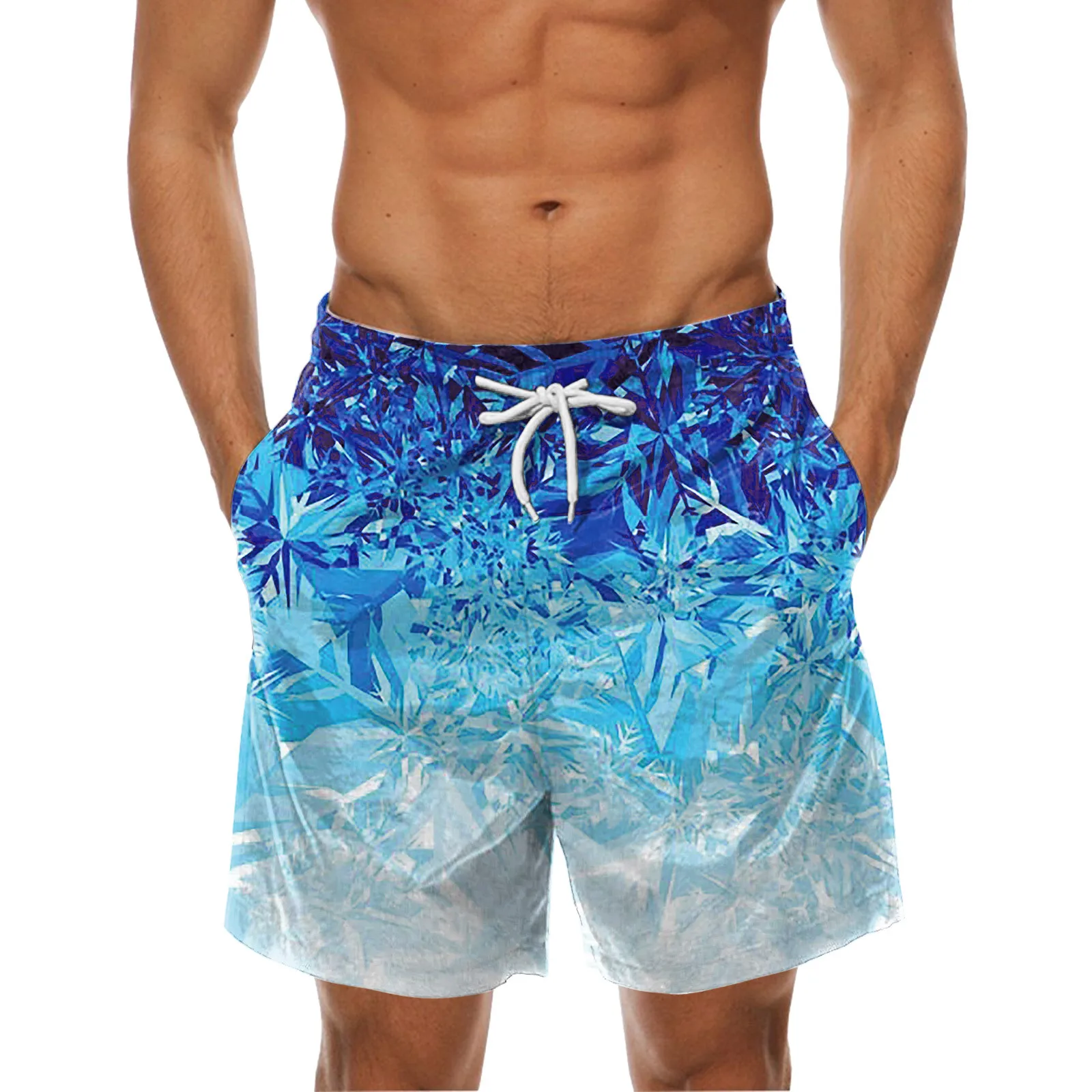 

Mens Spring Summer Casual Shorts Pants Printed Sports Beach Pants With Pockets Men's Swimsuits Trunks with Liner
