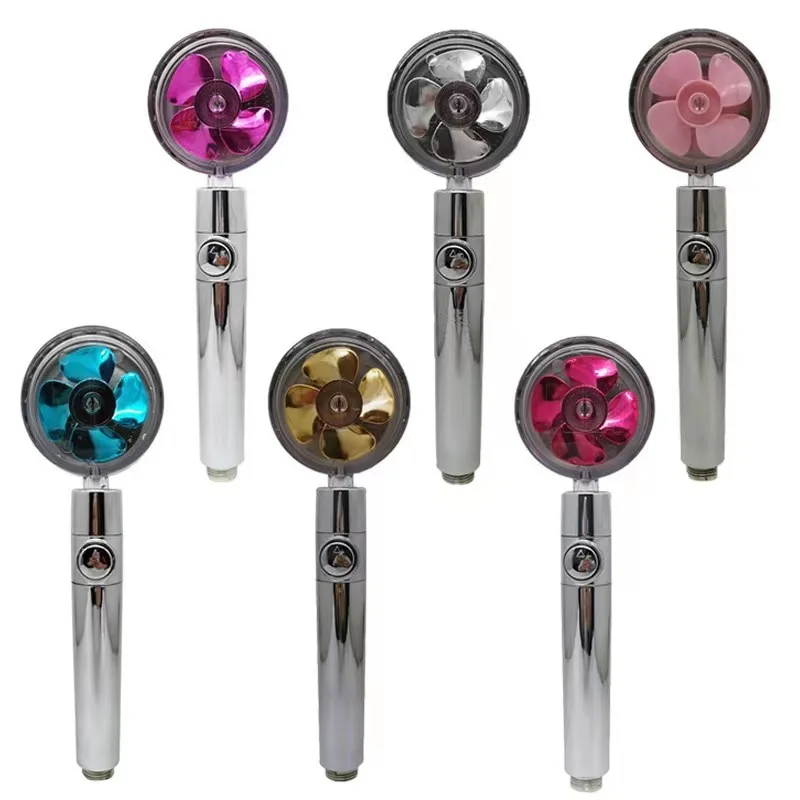 

New Design Propeller Bathroom Shower Head High Pressure Water Saving With Adjustable Button Built-in Filter Handheld Shower Head