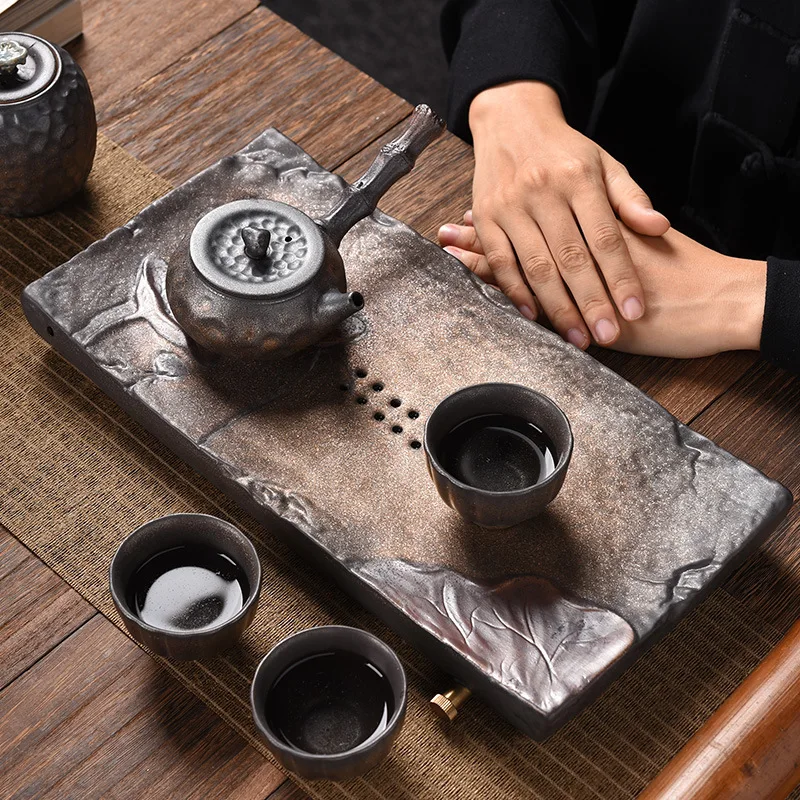 

Поднос для сухой чайной станции в японском стиле Дзен, поднос для хранения воды ручной работы, дерево для дома в ретро стиле, для кухни, столовой, бара, сада