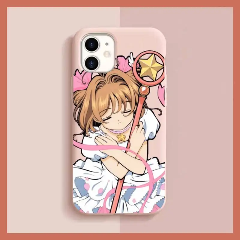 

Card Captor Sakura Anime Phone Case for iPhone 11 12 13 Mini Pro Xs Max 8 7 6 6S Plus X XR Solid Candy Color Case