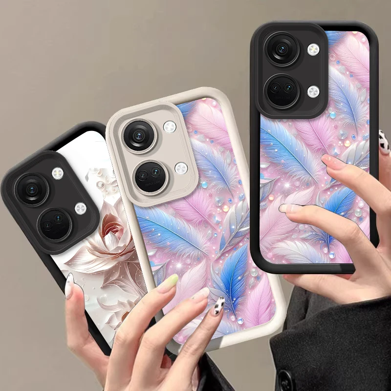 Розовые и синие перья для OnePlus Nord 2 3 4 N30 5G Onep lus 12 11 8T CE Lite 5 11R 10R противоударный чехол