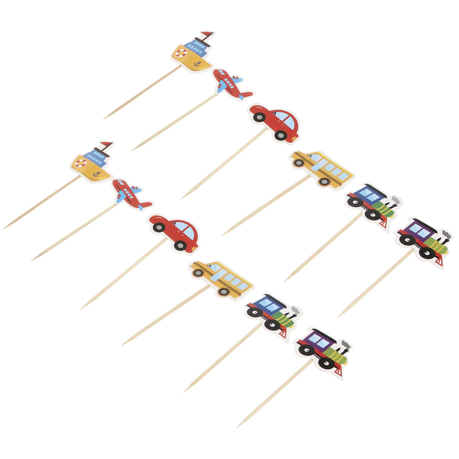 

40 Pieces Car Trim Cake Sticks Steamship Birthday Cupcake Topper Cartoon Cupcakes