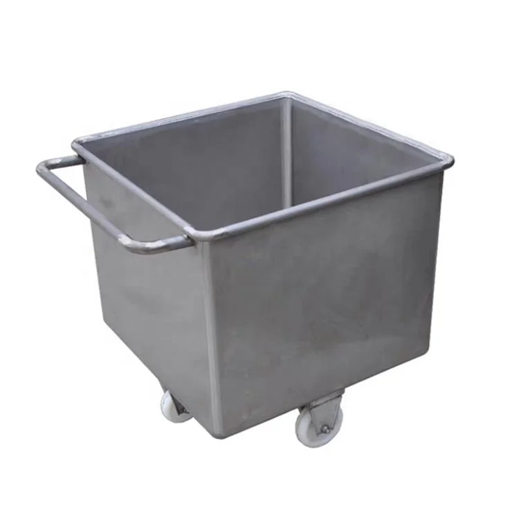 Square Shape 304 Stainless Steel Meat Trolley and Small 300L sus304 food movable trolley