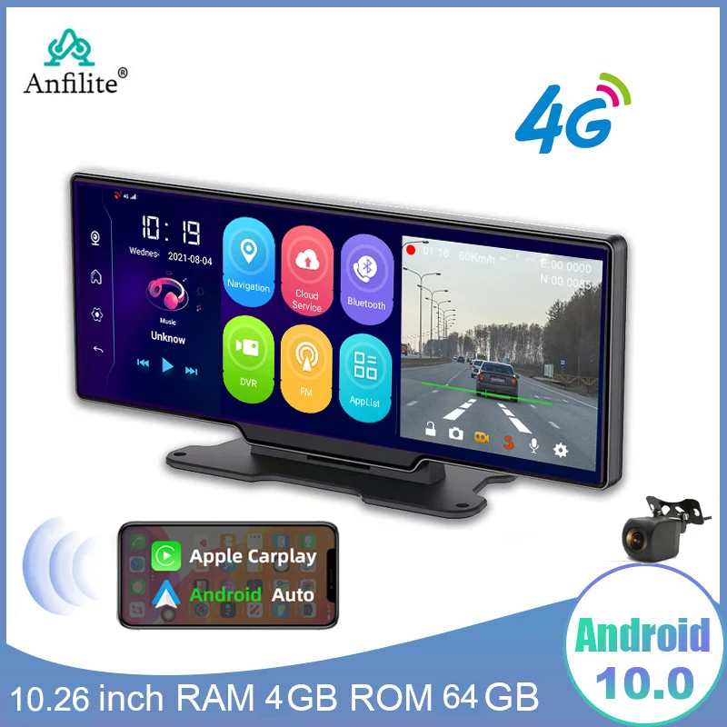 

10.26 дюймовый GPS CarLog Bluetooth навигатор WIFI Carplay Android 4 + 64G 1080P задняя камера камеры ночного наблюдения