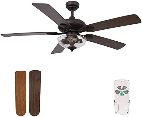 

Inch Indoor Ceiling Fan with Light and Remote Control, Farmhouse Style, Reversible Blades and Motor, 110V ETL Listed for Living