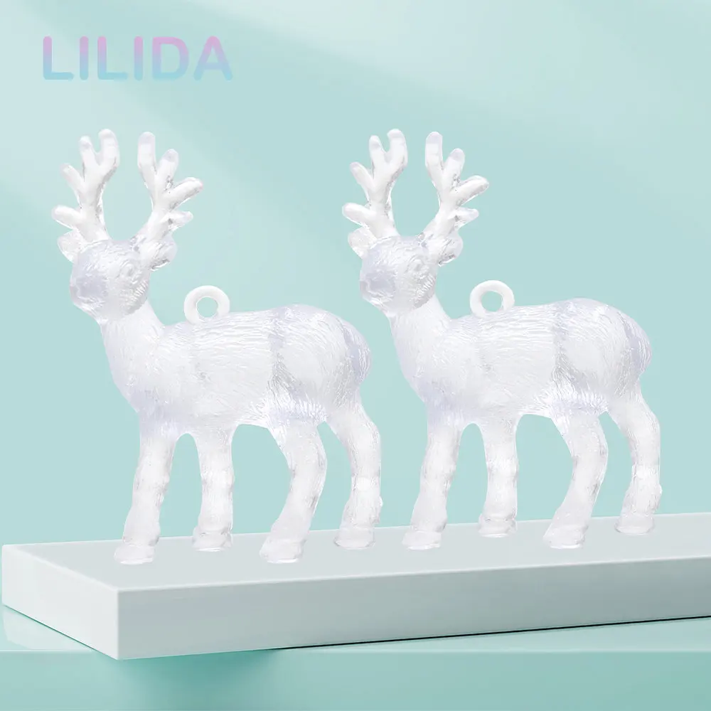 4pcs Mini Deer Garden Home Artificial Model Plastic Crafts Statue Home Decoration Children Toy Decoration Gift Christmas Pendant