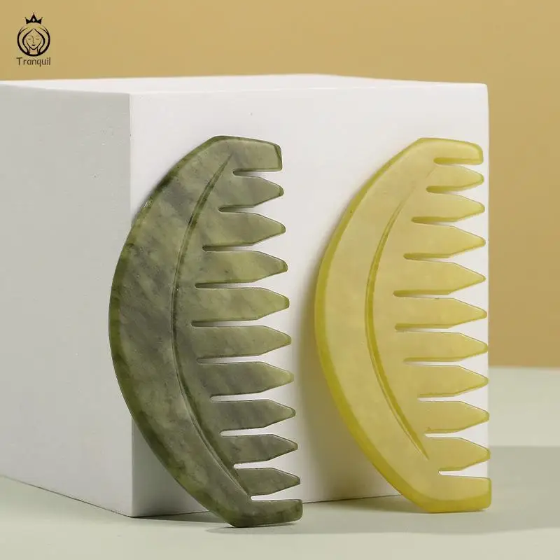 

Natural Stone Comb Scraper Guasha Massage Comb Head Body Jade Spa Acupuncture Head Therapy Massage Tools Head Beauty Tool