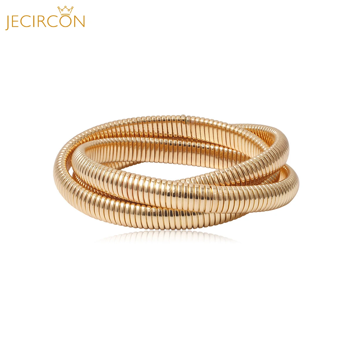 JECIRCON Fashion Personality Hip Hop Hipster Ring Bracelet for Women Simple Punk Metal Spiral Bracelet Popular Accessories Gifts