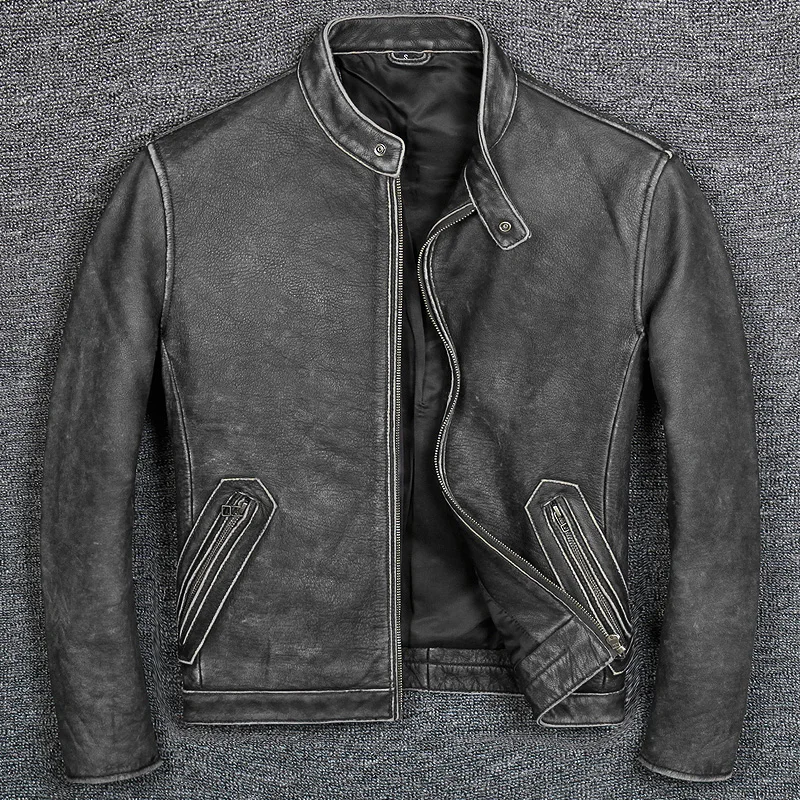 

Free shipping.7XL Brand Classic casual style cowhide jacket,mens 100% genuine leather clothes.vintage biker leather coat.