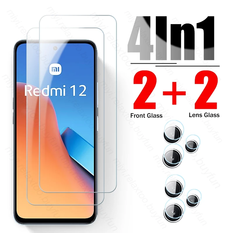 

4In1 Camera Protective Glass For Xiaomi Redmi12 Redmi 12 4G 23053RN02A 6.58" Screen Protector Lens Film HD Readmi Redmei Redmy
