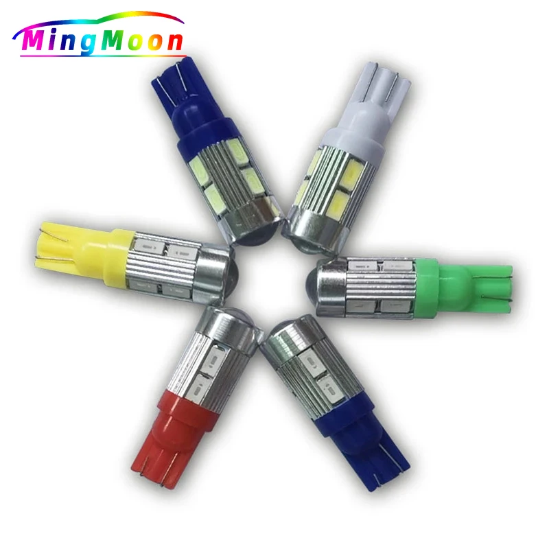 

6500 x белая 194 K Автомобильная светодиодная лампа T10 светодиодный 12V W5W, светодиодная сигнальная лампа 10SMD, автомобильные фонари для номерного з...