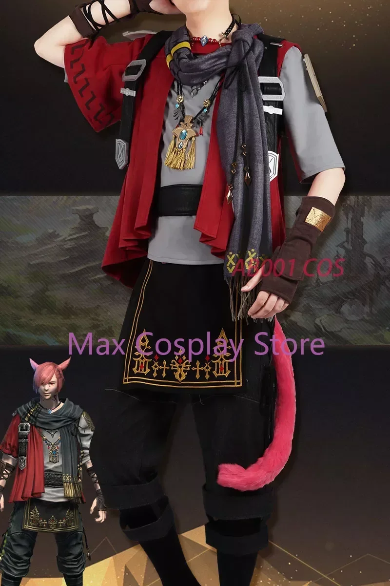 Макс FF14 Gurahattiya боевой костюм, униформа Graha Tia, маленький красный кот, игра, карнавальный костюм, праздничная одежда на Хэллоуин (art.: 3920d2ca752d2) - 3920d2ca752d2