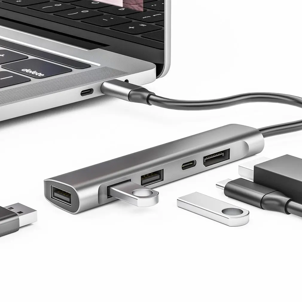 Горячая док-станция-концентратор USB C 5 в 1 адаптер к порта дисплея типа USB2.0 PD