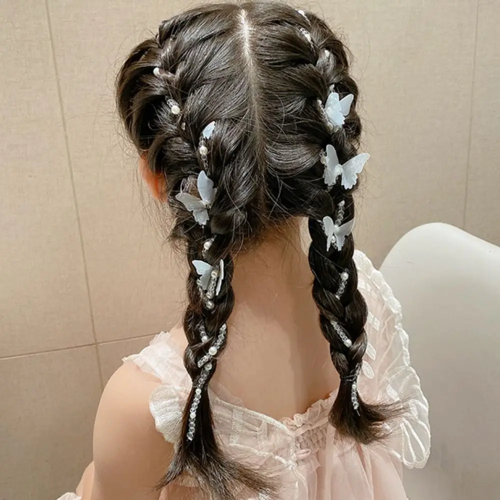 

Princess Fairy Sweet Braided Elegant Bowknot Lovely Hair Accessories Pearl Children's Hair Chain Korean Style Hair Clip