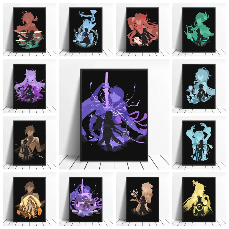 

Genshin Impact Game Canvas Paintings Anime Cartoon Posters and Prints Wall Art Pictures for Kids Room Wall Decoration Cuadros