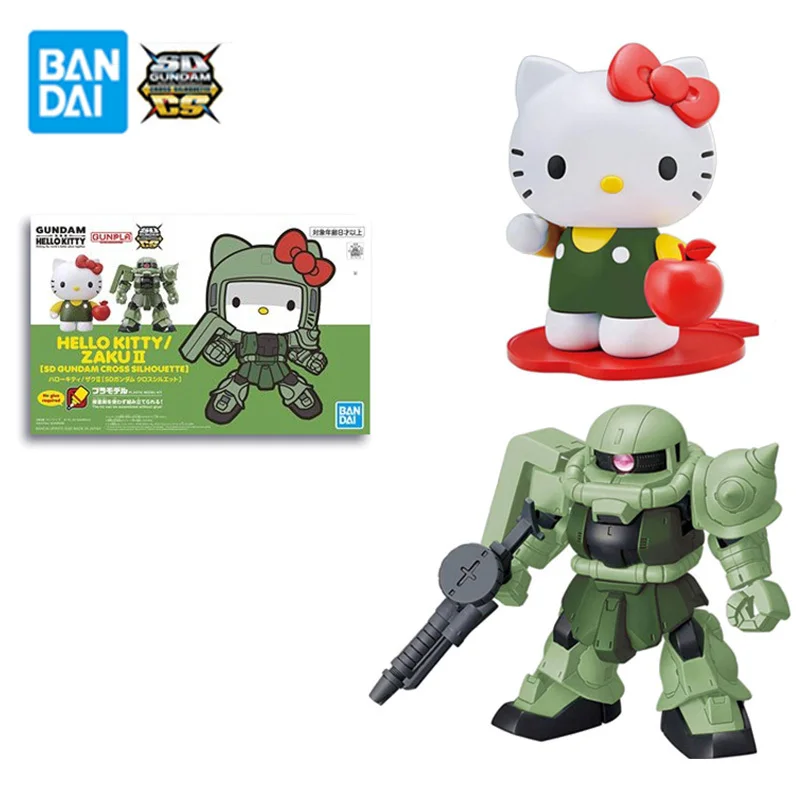 

Bandai Original SDCS Gundam Cross Silhouette Hello Kitty/ZAKU Ⅱ GUNPLA Mobile Suit Anime Action Figures Toys Birthday Gifts