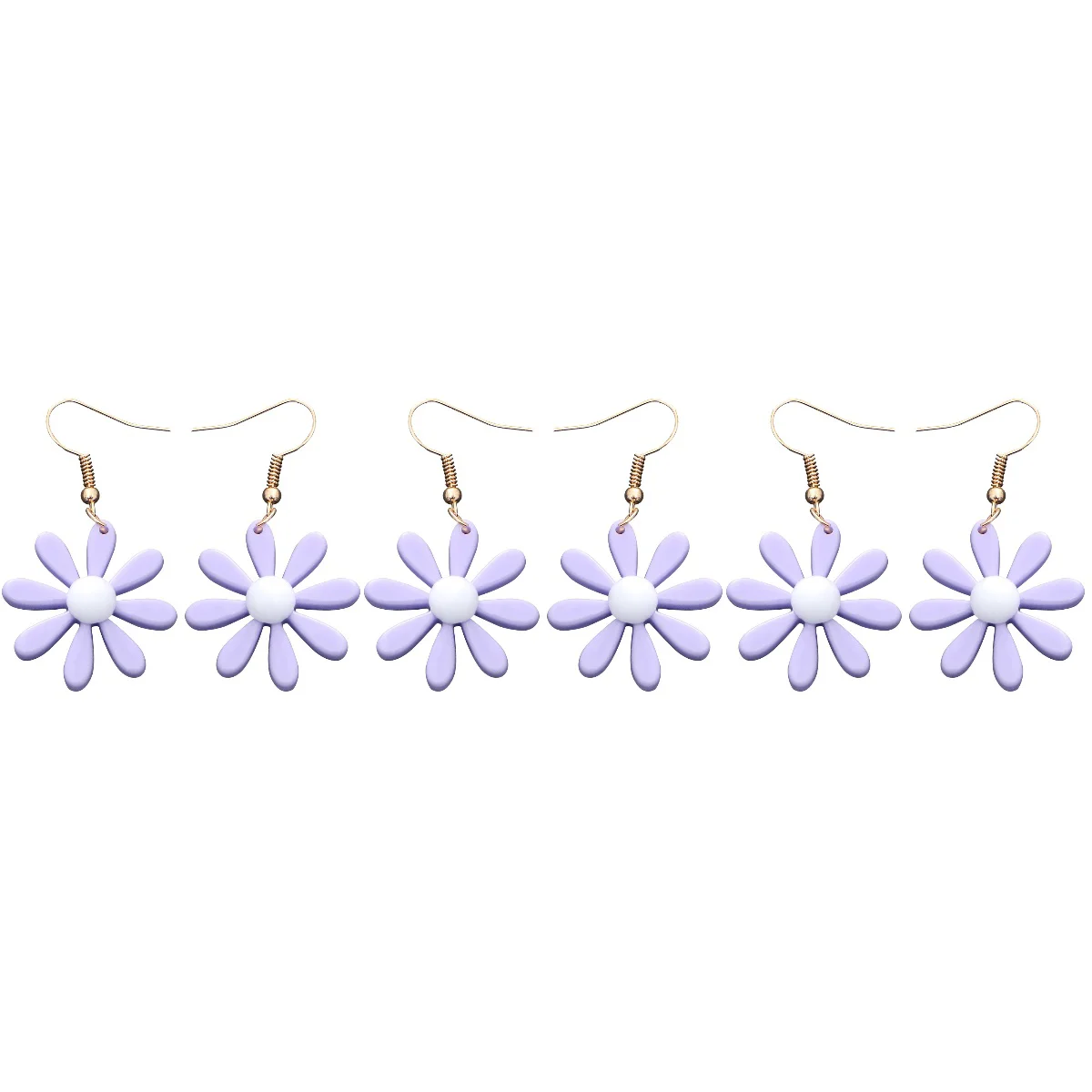 

3 Pairs of Geometry Stud Earrings Acrylic Earrings Daisy Shaped Earrings for Decoration Purple (Pattern 1)