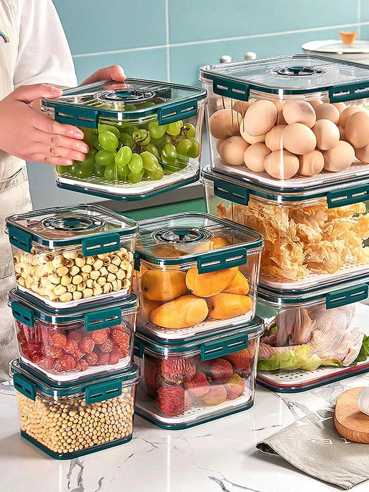 

Joybos 3pcs Refrigerator Storage Containers Timing Control for Cereals Vegetables Kitchen Food Organzier Set PET Material