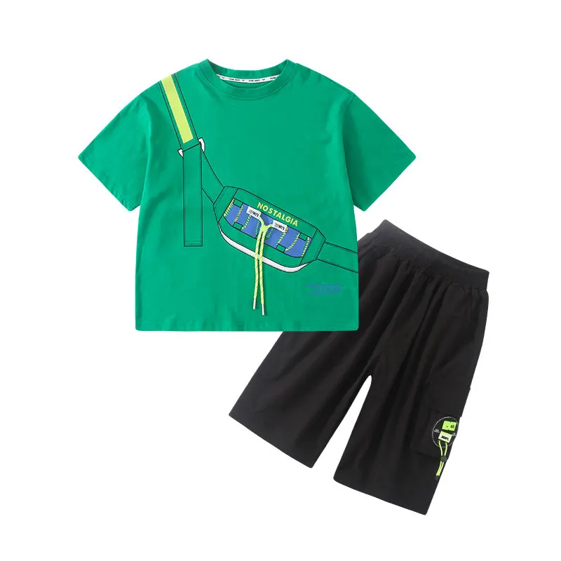 2022 New Boys Clothing Sets Summer Kids Boys Suit T-shirt + Shorts 2 Pieces Suit Kids Teenage For 5 6 8 10 12 14 Years Outfits