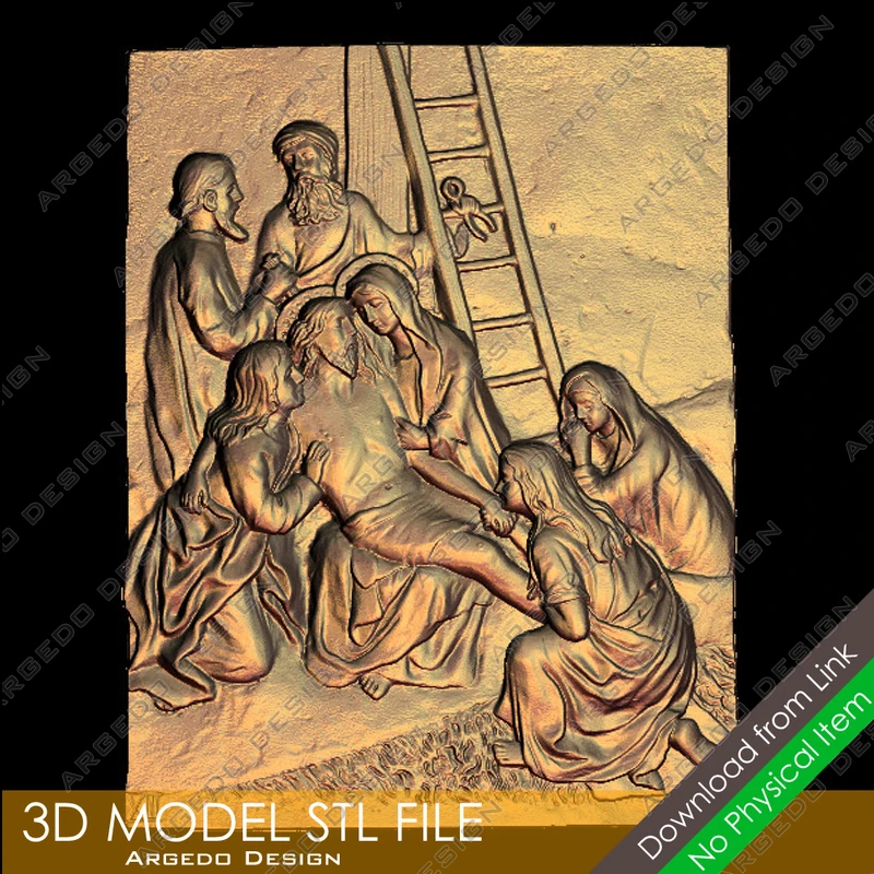 

3D Model STL File Religion Icon Crucifixion of Jesus 13th Scene Relief for CNC Router Engraving - ZBrush Artcam Aspire Cut3d