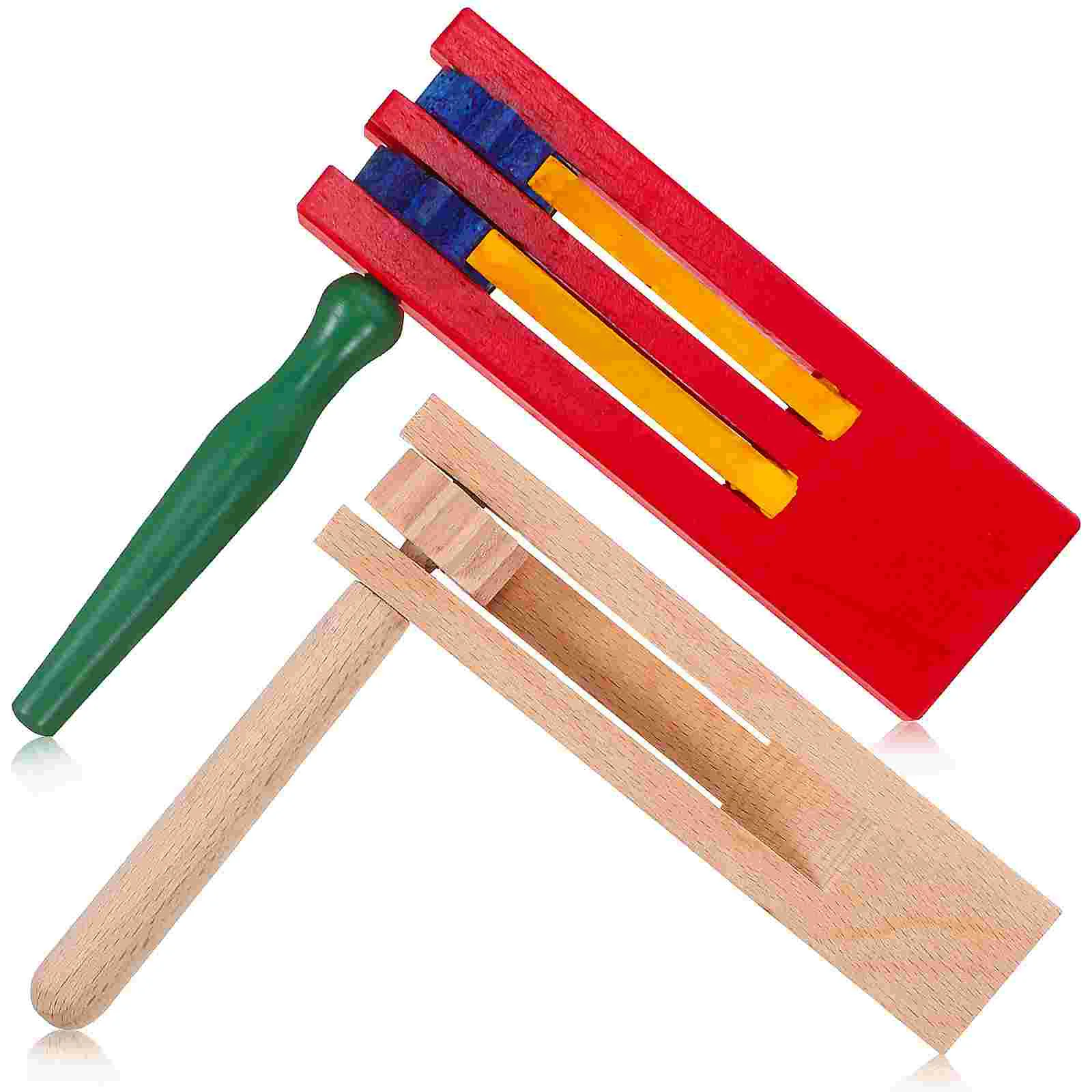 2 Pcs Generator Music Orff Children's Musical Instrument Castanets Percussion Rattle Kids Noise Maker Wooden Soundboards
