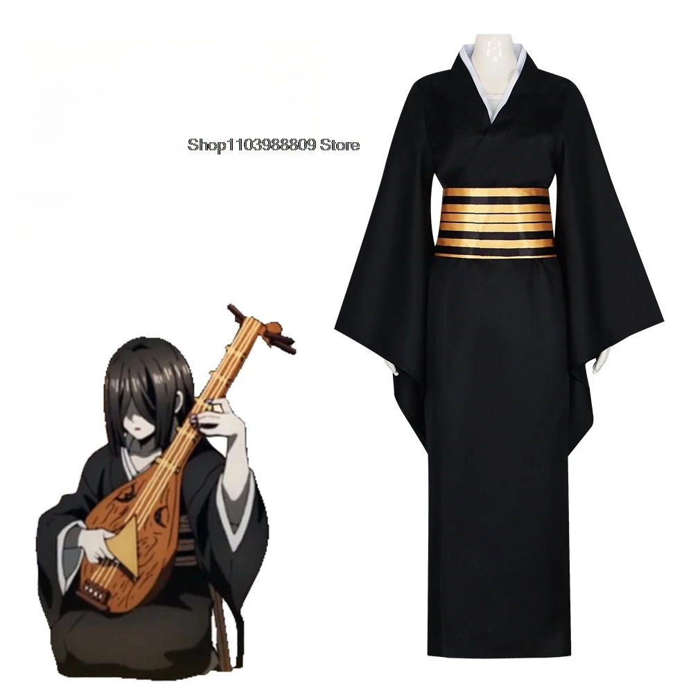 Nakime Otokawa Косплей Костюм Аниме Kimetsu No Yaiba Униформа Пояс Кимоно Хэллоуин костюмы и