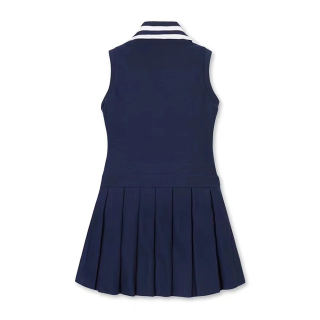 Women's Sleeveless Polo Dress Half-Zip Lapel Sports Casual Anti-Glare Golf Clothing 5