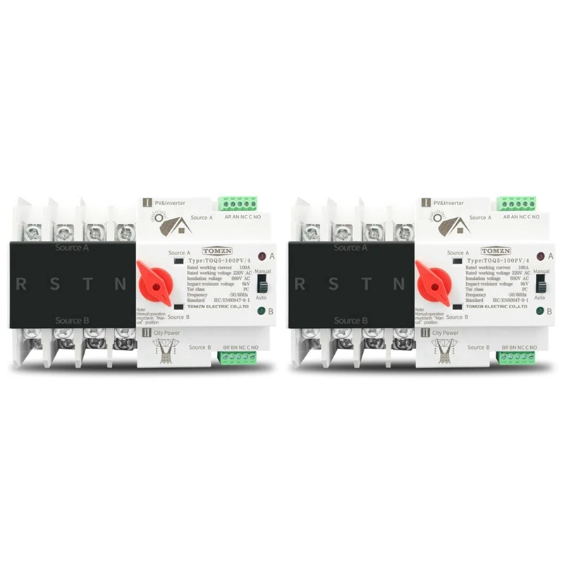 

2X Din Rail 4P ATS Dual Power автоматический переключатель, электрические переключатели непрерывного питания 63 А