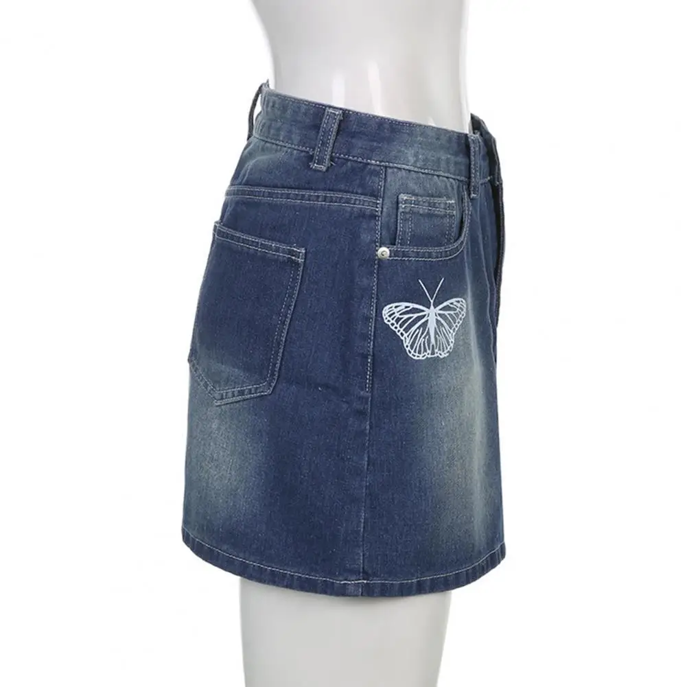 

Chic Denim Skirt Good-looking Retro Summer Girl Skirt Low Waist Lady Skirt