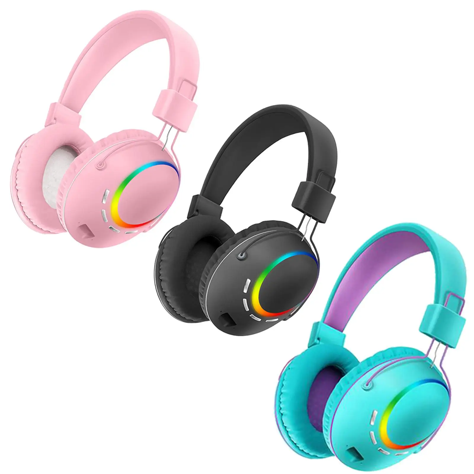 Stereo Headset Over Ear USB Charging RGB Luminous Lamp Professional for Music Noise Cancellation HiFi Sound TF Portable