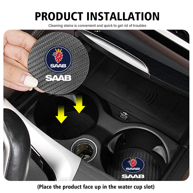 2 шт. нескользящий коврик для держателя стакана воды SAAB 9-3 9-5 93 9000 900 9-7 600 99 9-X 97X Turbo X