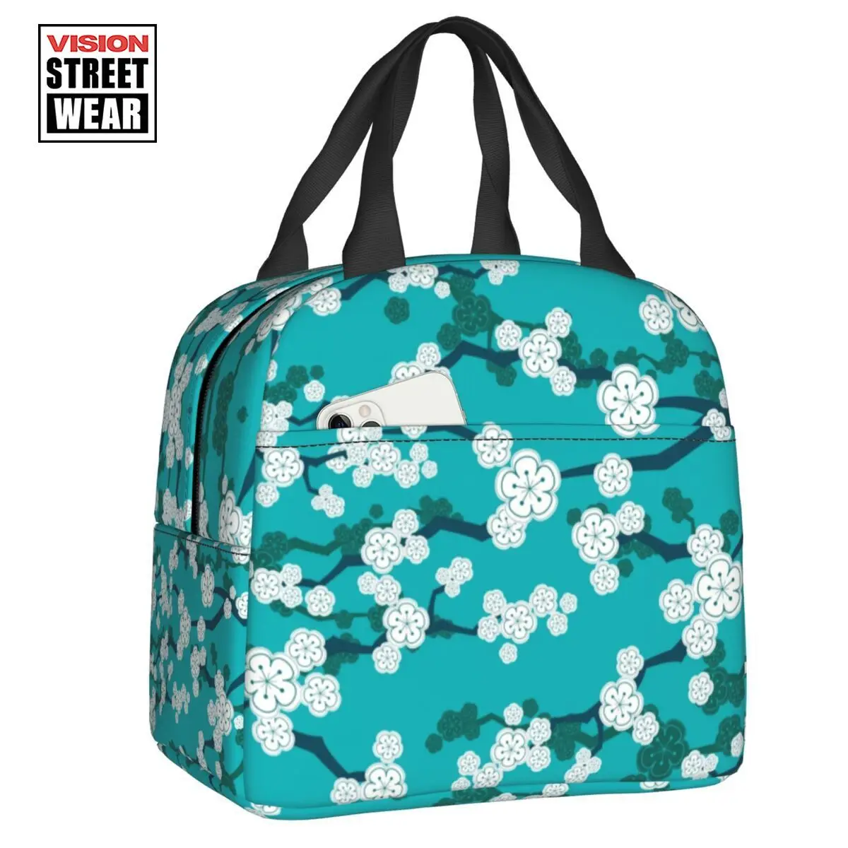 

2023 New Oriental Cherry Blossoms Lunch Box For Sakura Flowers Cooler Thermal Food Insulated Lunch Bag School Children Student