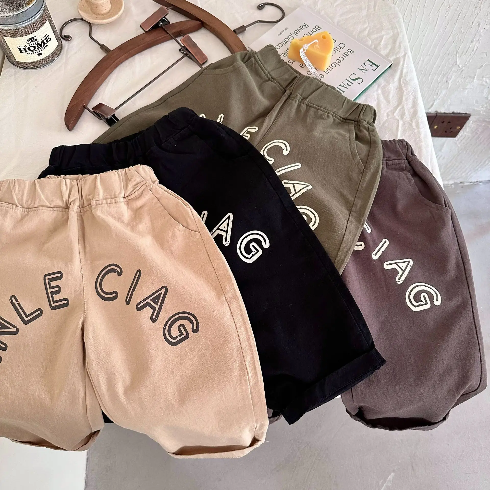 

Children's Trousers 2023 Spring New Boys Girls Printed Letters Casual Pants Baby Simple Pants Trend