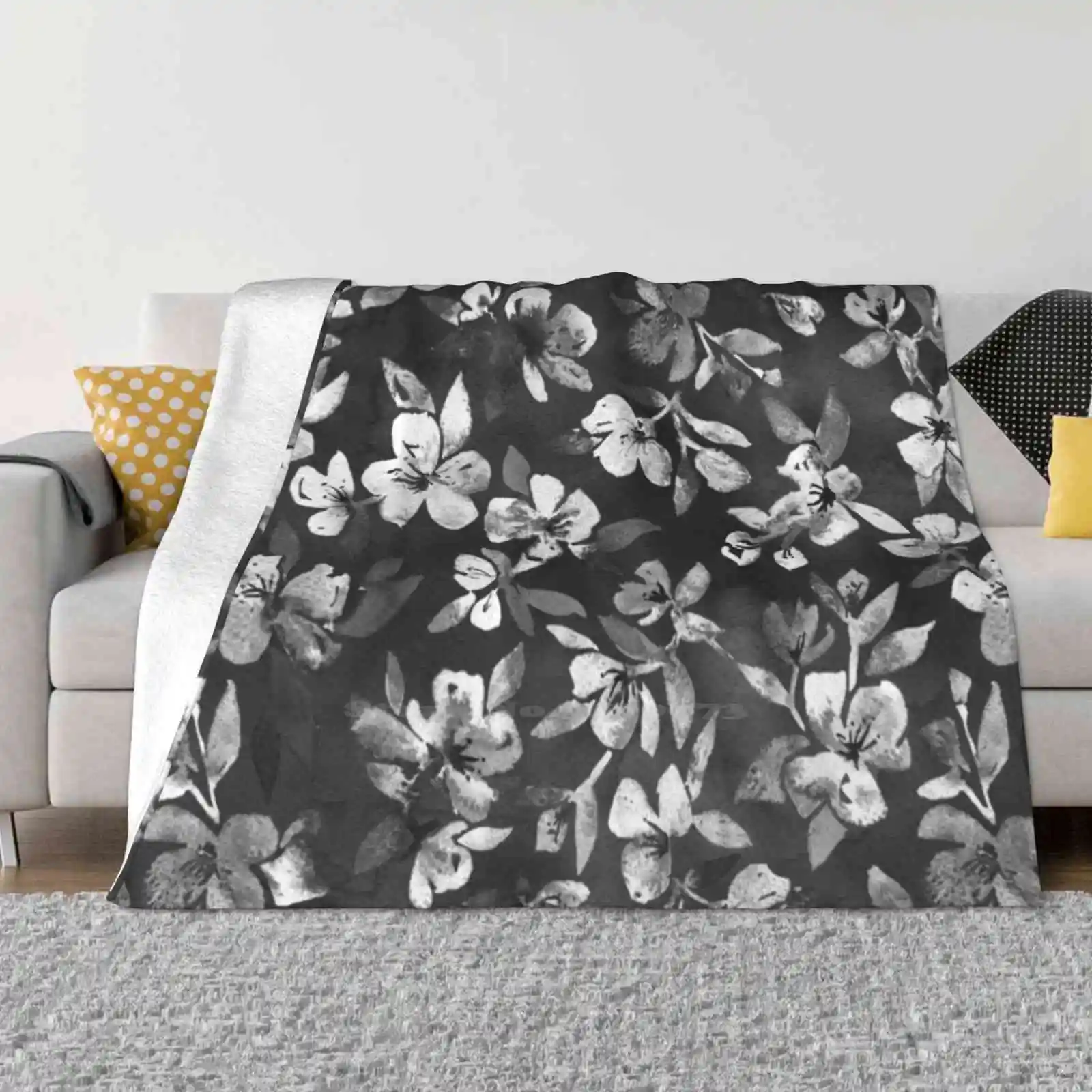 

Модное мягкое теплое одеяло с черными и белыми чернилами