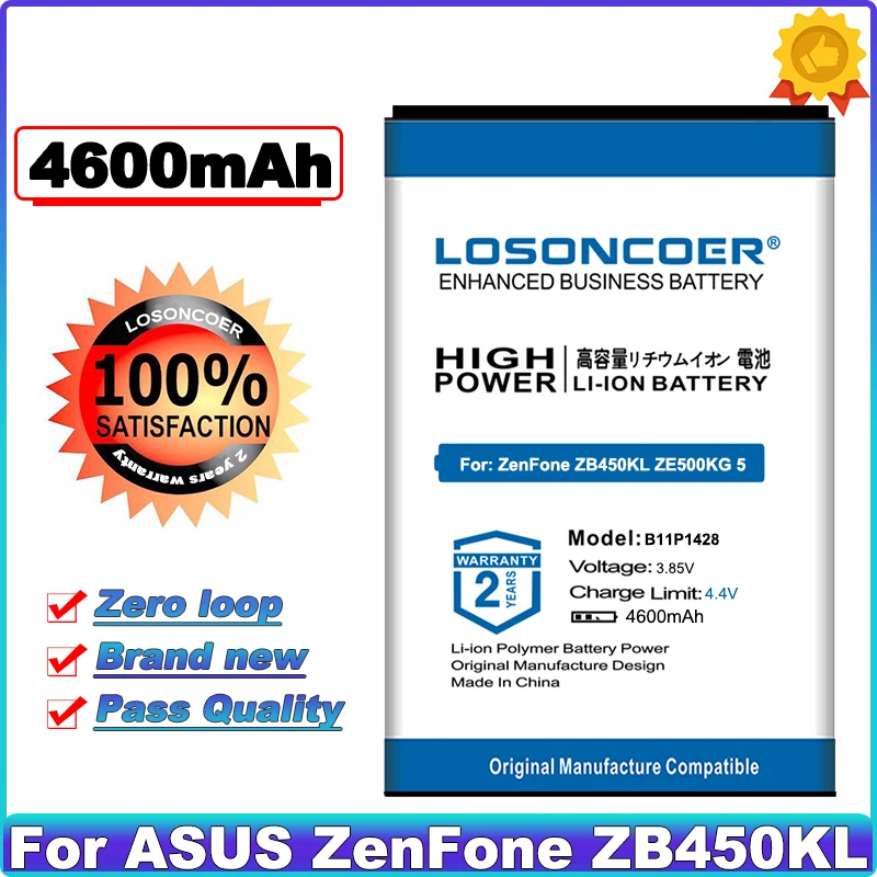 

0 Cycle 100% New B11P1428 4600mAh For ASUS ZenFone ZB450KL ZE500KG 5" X009D X009DB ZB452KG ZenFone Go 4.5 Replacement Battery