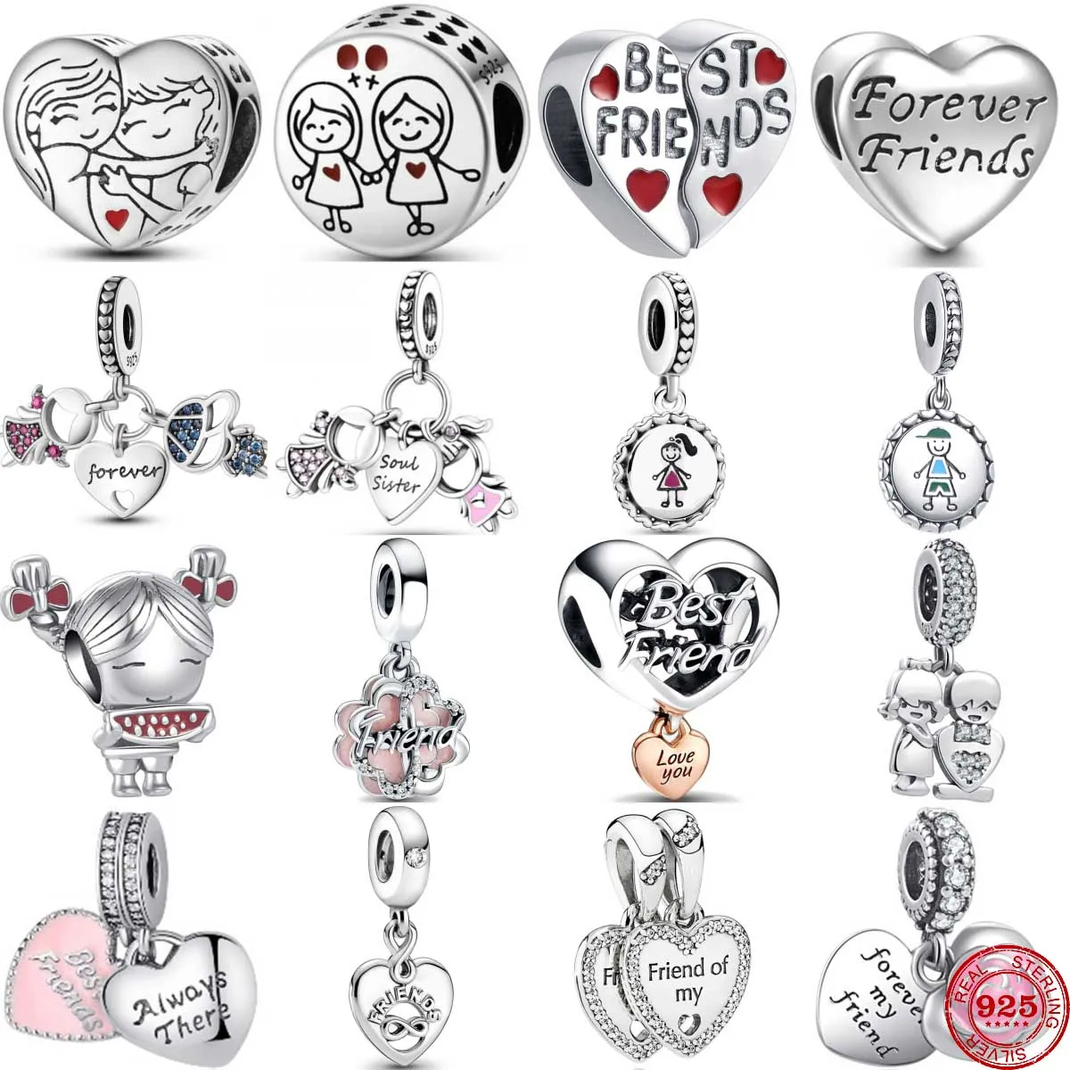 Женский браслет из серебра 925 пробы, с подвесками