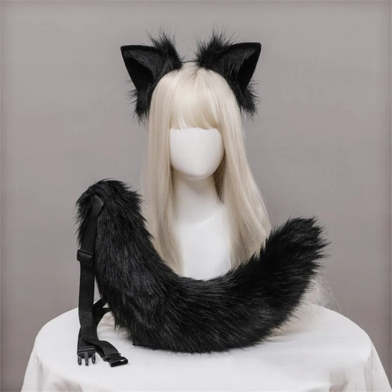 

Kawaii Plush Cat Ears Realistic Lolita Headband Cat Tail Cosplay Accessories Hand-made Simulation Animal Ears Sexy Headwear