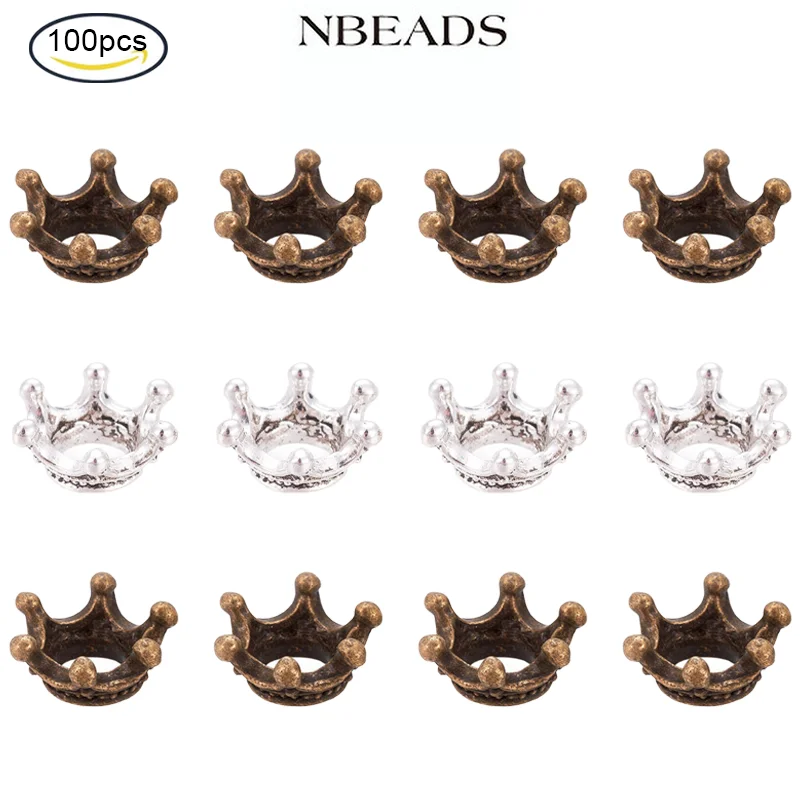 

Tibetan Style Alloy Bead Caps Crown Antique Bronze and Silver 13x6mm Hole: 6mm